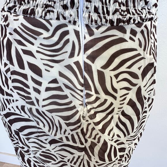 Toccin Brown White Chiffon Mini Dress Size 2 Vacation Halter Smock Designer $445 - Picture 15 of 15